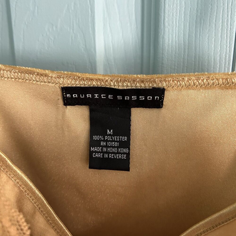 Maurice Sasson‎ Y2K Gold Velvet Lace Tank Top Medium Fairycore Whimsigoth V-Neck - Picture 5 of 9